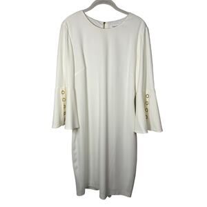 Calvin Klein White Bell Sleeve Dress Size 8